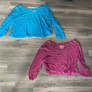 Primark Women's Teal and Burgundy Long Sleeve Tops